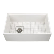 Nantucket Sinks 30-inch Workstation Fireclay Apron Sink Side Drain - White T-PS30W - view 2