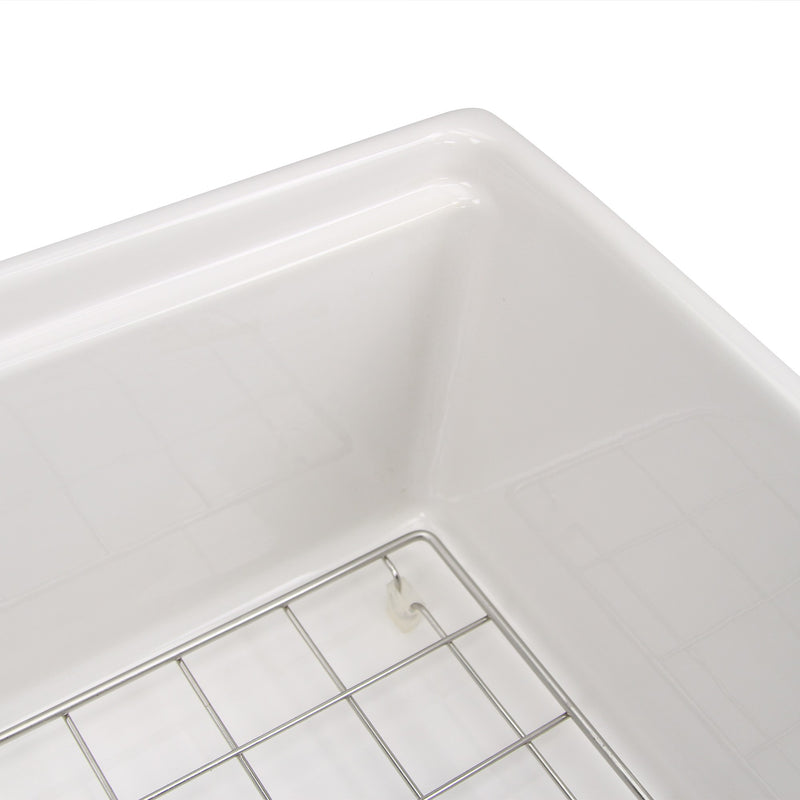 Nantucket Sinks 30-inch Workstation Fireclay Apron Sink Side Drain - White T-PS30W - view 4