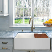Nantucket Sinks 30-inch Workstation Fireclay Apron Sink Side Drain - White T-PS30W - view 6