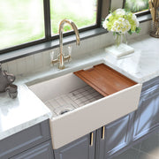 Nantucket Sinks 30-inch Workstation Fireclay Apron Sink Side Drain - White T-PS30W - view 7