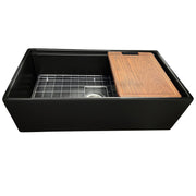 Nantucket Sinks 33-inch Workstation Fireclay Apron Sink with Accessories - Matte Black T-PS33MB - view 3