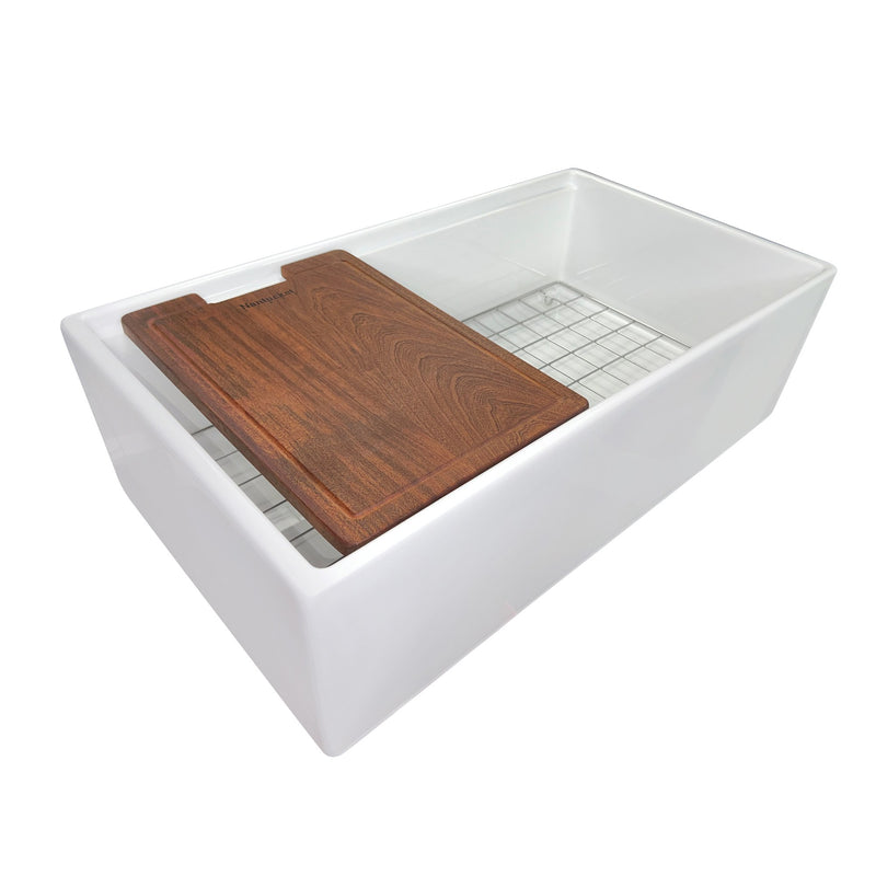 Nantucket Sinks 33-inch Workstation Fireclay Apron Sink with Accessories - White T-PS33W - view 3