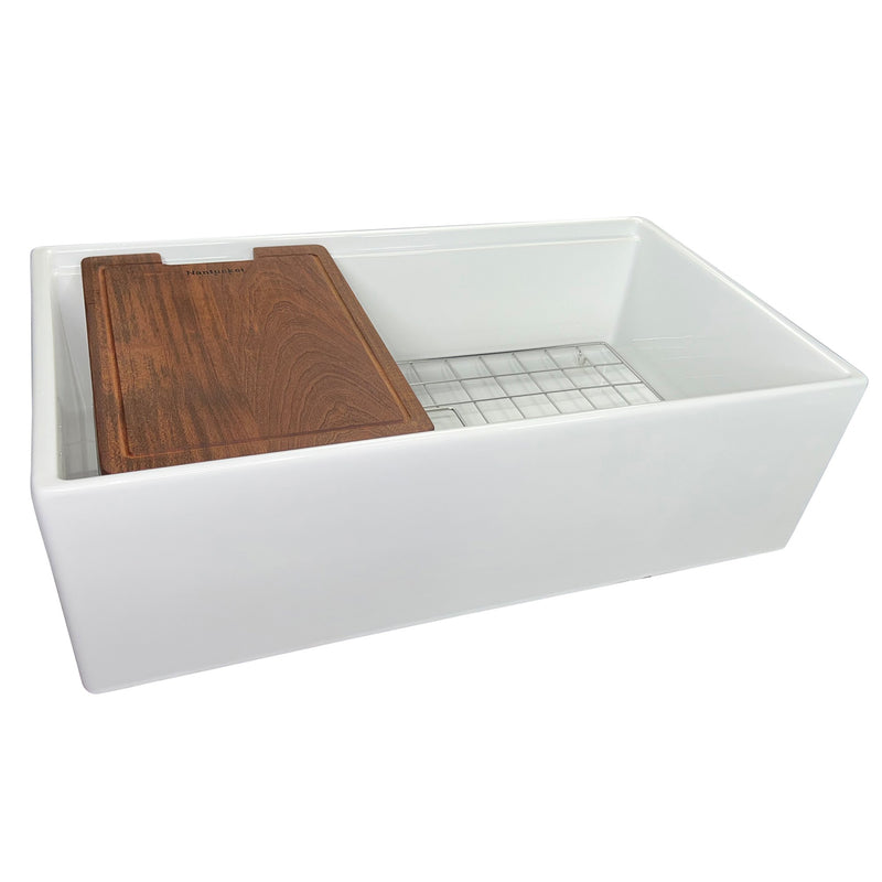 Nantucket Sinks 33-inch Workstation Fireclay Apron Sink with Accessories - White T-PS33W - view 4