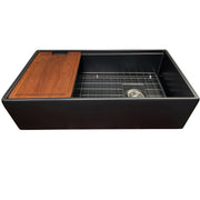 Nantucket Sinks 36-inch Workstation Fireclay Apron Sink with Accessories -Matte Black T-PS36MB - view 3
