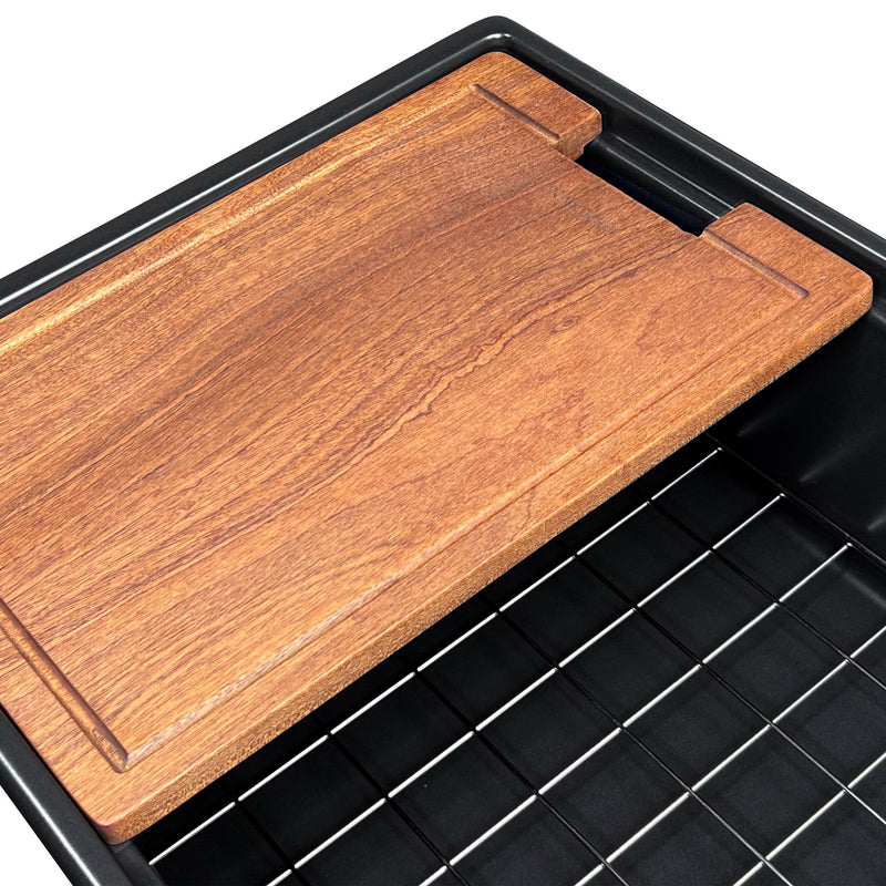 Nantucket Sinks 36-inch Workstation Fireclay Apron Sink with Accessories -Matte Black T-PS36MB - view 4
