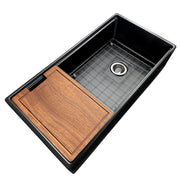 Nantucket Sinks 36-inch Workstation Fireclay Apron Sink with Accessories -Matte Black T-PS36MB - view 5