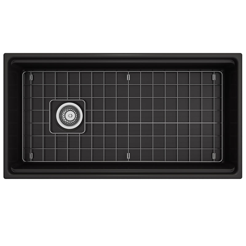 Nantucket Sinks 36-inch Workstation Fireclay Apron Sink with Accessories -Matte Black T-PS36MB - view 6