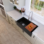 Nantucket Sinks 36-inch Workstation Fireclay Apron Sink with Accessories -Matte Black T-PS36MB - view 8