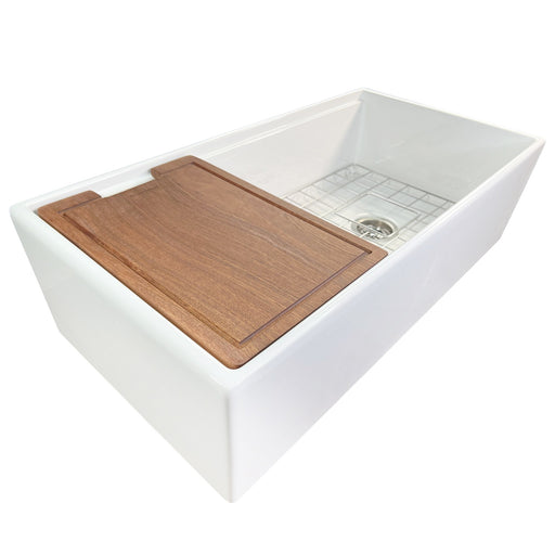 Nantucket Sinks 36-inch Workstation Fireclay Apron Sink with Accessories - White T-PS36W - view 2