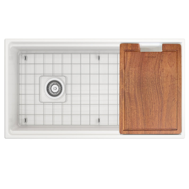 Nantucket Sinks 36-inch Workstation Fireclay Apron Sink with Accessories - White T-PS36W - view 6