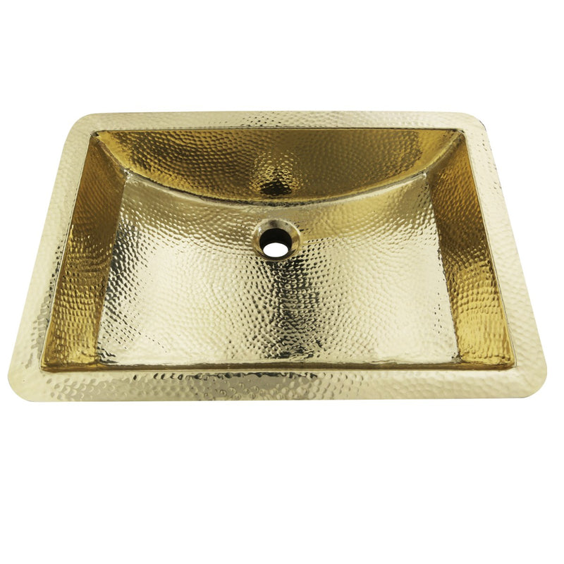 Nantucket Sinks TRB-1914-OF - 21 Inch Hand Hammered Brass Rectangle Undermount Bathroom Sink with Overflow - view 2