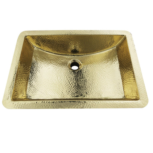 Nantucket Sinks TRB-1914-OF - 21 Inch Hand Hammered Brass Rectangle Undermount Bathroom Sink with Overflow - view 2