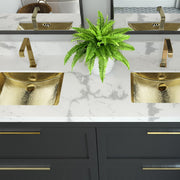 Nantucket Sinks TRB-1914-OF - 21 Inch Hand Hammered Brass Rectangle Undermount Bathroom Sink with Overflow - view 5