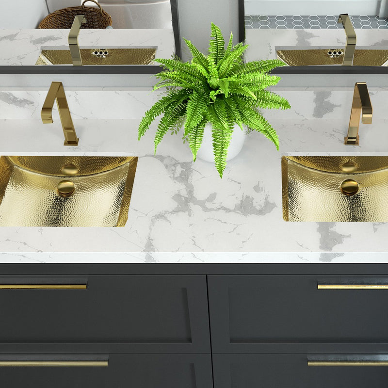 Nantucket Sinks TRB-1914-OF - 21 Inch Hand Hammered Brass Rectangle Undermount Bathroom Sink with Overflow - view 5