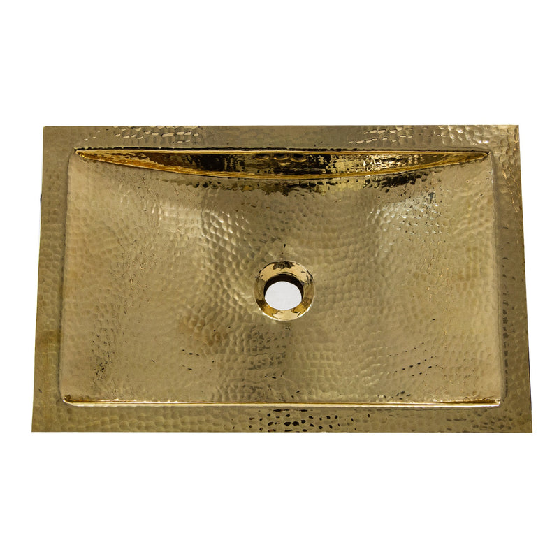 Nantucket Sinks TRB-OF - 19.8 Inch 12.8 Inch Hand Hammered Brass Rectangle Undermount Bathroom Sink with Overflow - view 2