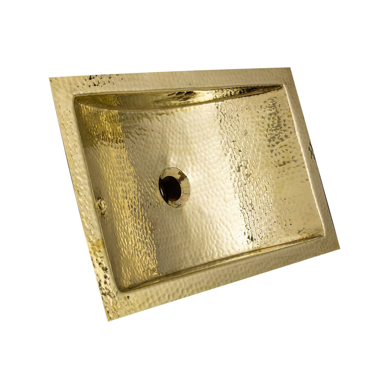Nantucket Sinks TRB-OF - 19.8 Inch 12.8 Inch Hand Hammered Brass Rectangle Undermount Bathroom Sink with Overflow - view 3