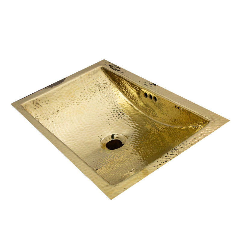 Nantucket Sinks TRB-OF - 19.8 Inch 12.8 Inch Hand Hammered Brass Rectangle Undermount Bathroom Sink with Overflow - view 4