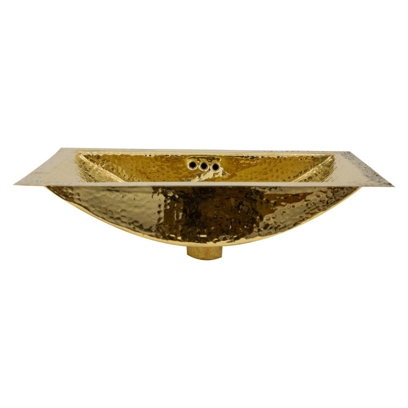 Nantucket Sinks TRB-OF - 19.8 Inch 12.8 Inch Hand Hammered Brass Rectangle Undermount Bathroom Sink with Overflow - view 5