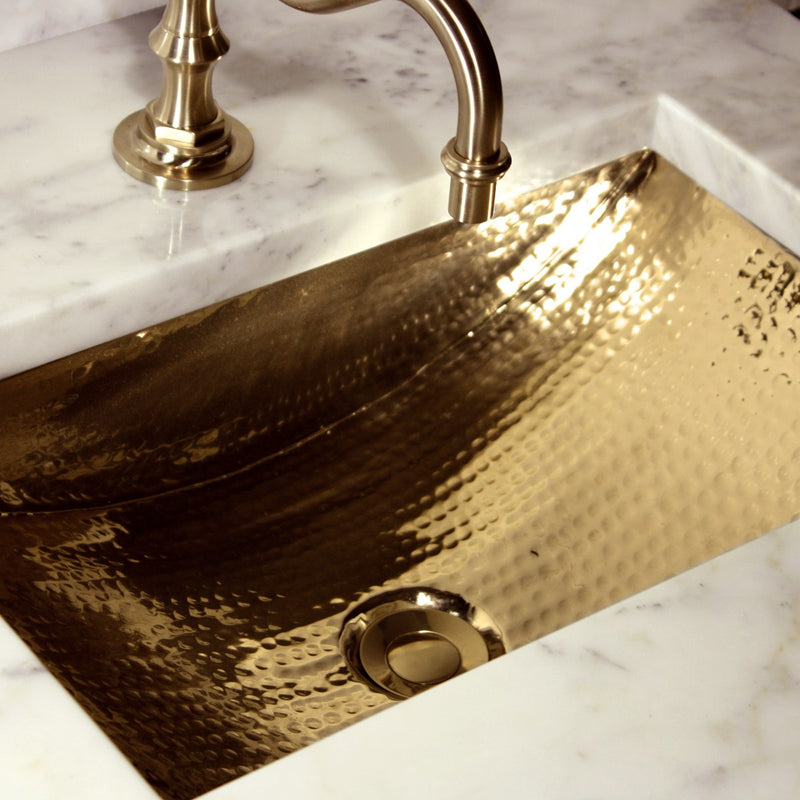Nantucket Sinks TRB-OF - 19.8 Inch 12.8 Inch Hand Hammered Brass Rectangle Undermount Bathroom Sink with Overflow - view 7