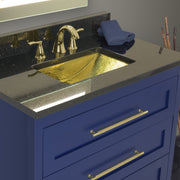 Nantucket Sinks TRB-OF - 19.8 Inch 12.8 Inch Hand Hammered Brass Rectangle Undermount Bathroom Sink with Overflow - view 8