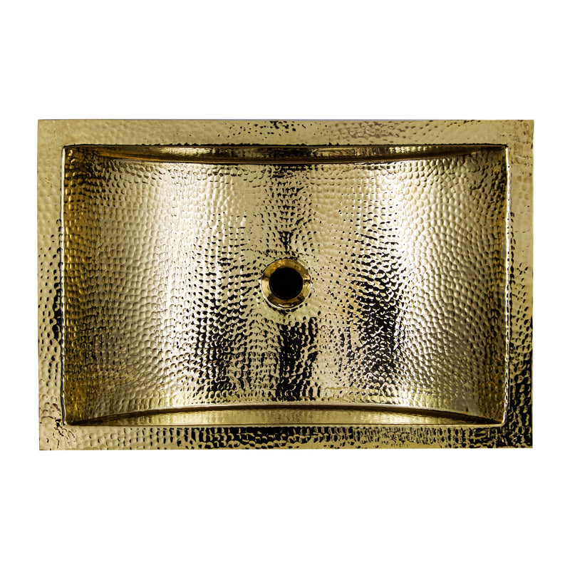 Nantucket Sinks TRB2416-OF - 23.5 Inch X 15.5 Inch Hand Hammered Brass Rectangle Undermount Bathroom Sink with Overflow - view 2