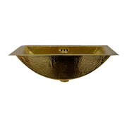 Nantucket Sinks TRB2416-OF - 23.5 Inch X 15.5 Inch Hand Hammered Brass Rectangle Undermount Bathroom Sink with Overflow - view 3