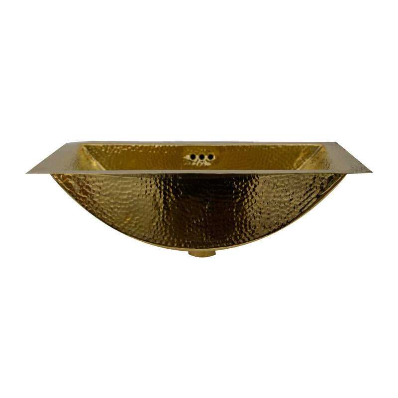 Nantucket Sinks TRB2416-OF - 23.5 Inch X 15.5 Inch Hand Hammered Brass Rectangle Undermount Bathroom Sink with Overflow - view 3