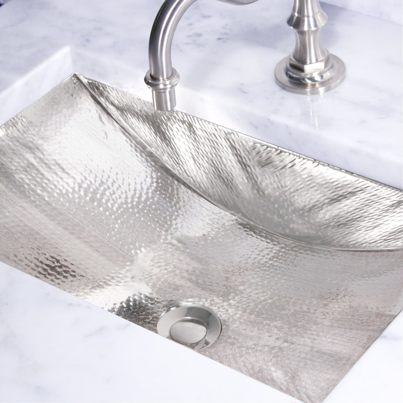 Nantucket Sinks Hand Hammered Stainless Steel Rectangle Undermount Bathroom Sink TRS - view 4