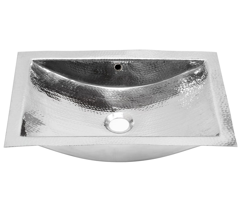 Nantucket Sinks Hammered Stainless Steel Rectangle Undermount Bathroom Sink with Overflow TRS-OF - view 2