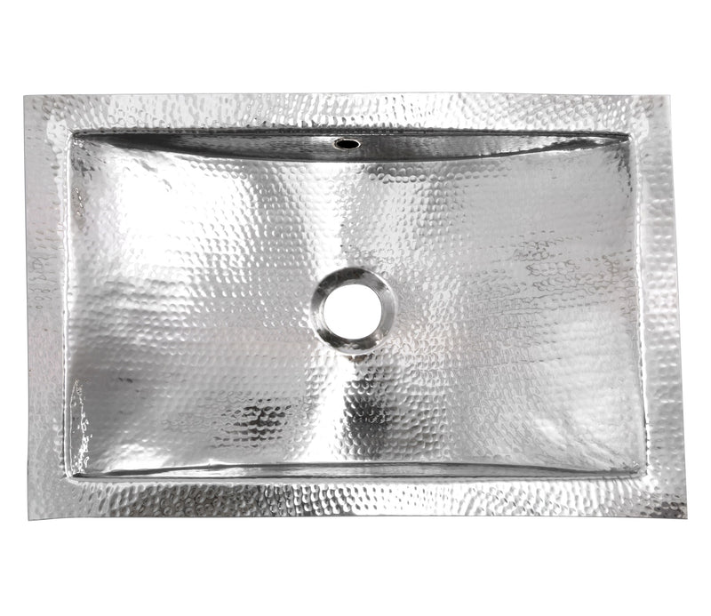 Nantucket Sinks Hammered Stainless Steel Rectangle Undermount Bathroom Sink with Overflow TRS-OF - view 3