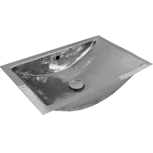 Nantucket Sinks Hammered Stainless Steel Rectangle Undermount Bathroom Sink with Overflow TRS-OF