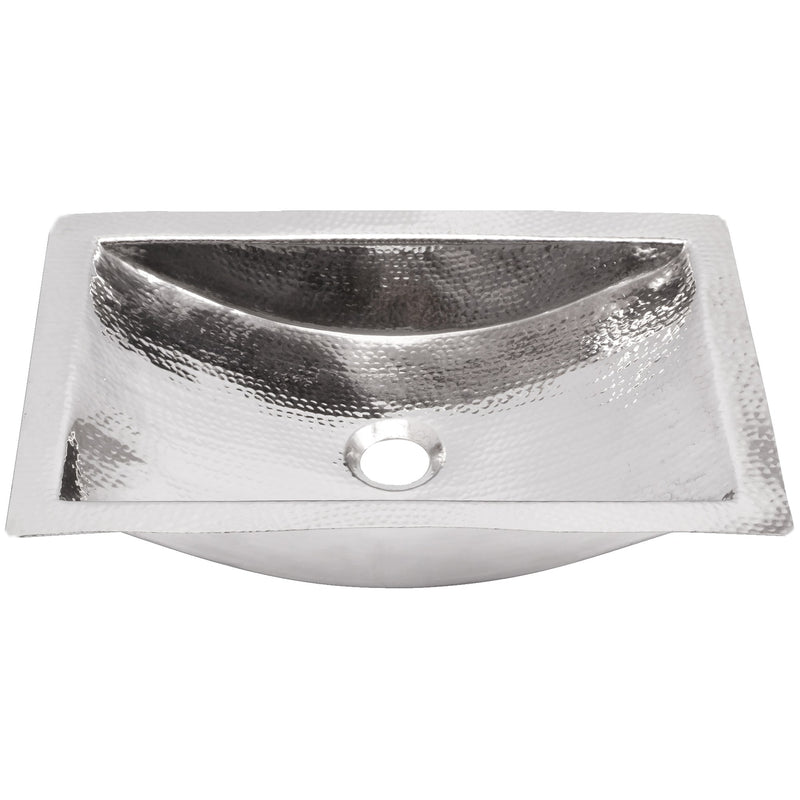 Nantucket Sinks Hand Hammered Stainless Steel Rectangle Undermount Bathroom Sink TRS
