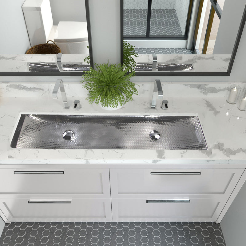 Nantucket Sinks TRS48-OF Stainless Steel Double Trough Undermount Bathroom Sink with Overflow - view 5