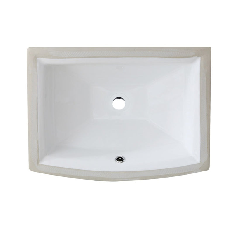 Nantucket Sinks 19.75 Inch Rectangular Arched Front Undermount Ceramic Vanity Sink UM-2016C-W in White