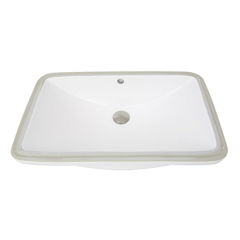 Nantucket Sinks 23.5 Inch Rectangular Undermount Ceramic Vanity Sink UM-2112-W in White - view 2