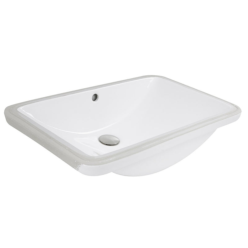 Nantucket Sinks 23.5 Inch Rectangular Undermount Ceramic Vanity Sink UM-2112-W in White - view 3