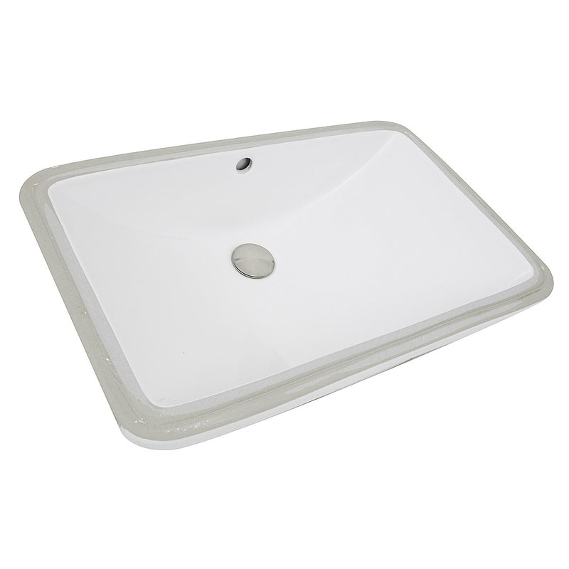 Nantucket Sinks 23.5 Inch Rectangular Undermount Ceramic Vanity Sink UM-2112-W in White
