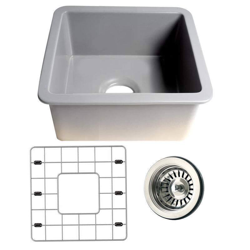 Nantucket Sinks 18-Inch Undermount Fireclay Kitchen Sink - Matte Grey Wellfleet-1818GR - view 3