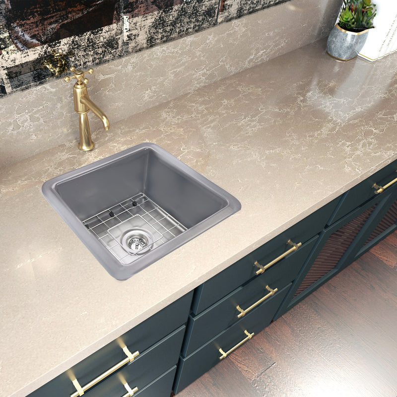 Nantucket Sinks 18-Inch Undermount Fireclay Kitchen Sink - Matte Grey Wellfleet-1818GR - view 4