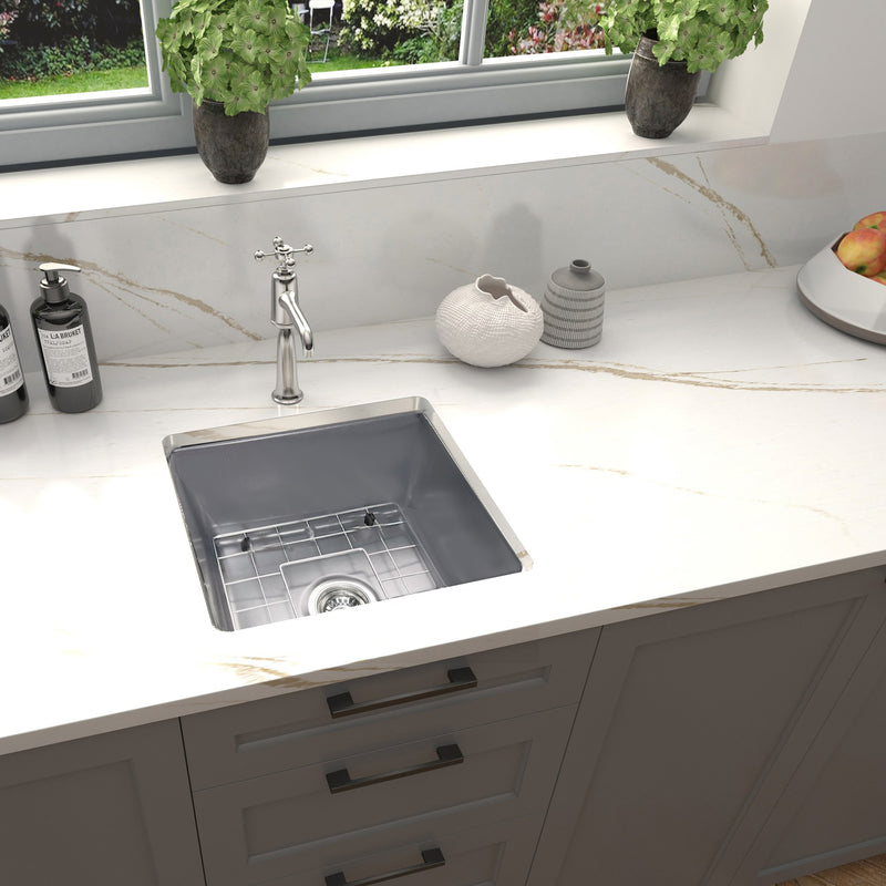 Nantucket Sinks 18-Inch Undermount Fireclay Kitchen Sink - Matte Grey Wellfleet-1818GR - view 5