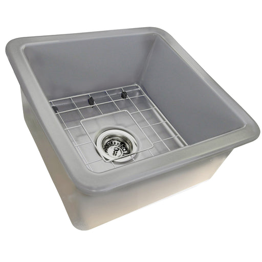 Nantucket Sinks 18-Inch Undermount Fireclay Kitchen Sink - Matte Grey Wellfleet-1818GR
