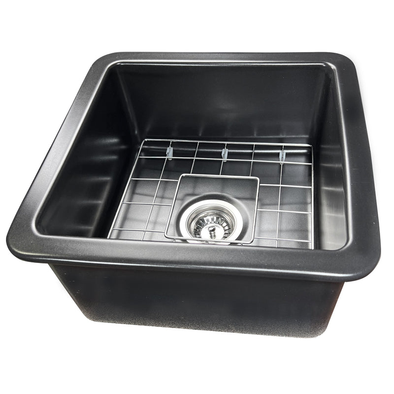 Nantucket Sinks 18-Inch Undermount Fireclay Kitchen Sink - Matte Black Wellfleet-1818MB - view 3