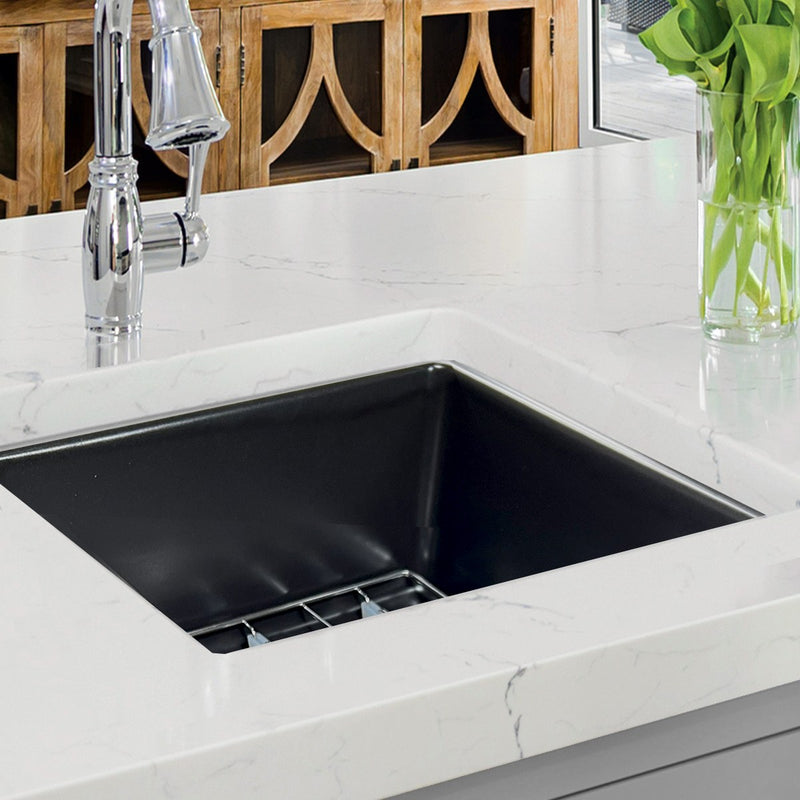 Nantucket Sinks 18-Inch Undermount Fireclay Kitchen Sink - Matte Black Wellfleet-1818MB - view 6