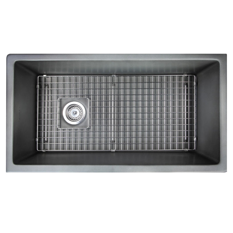 Nantucket Sinks 34-Inch Fireclay Kitchen Sink - Concrete Grey Wellfleet-3419Concrete