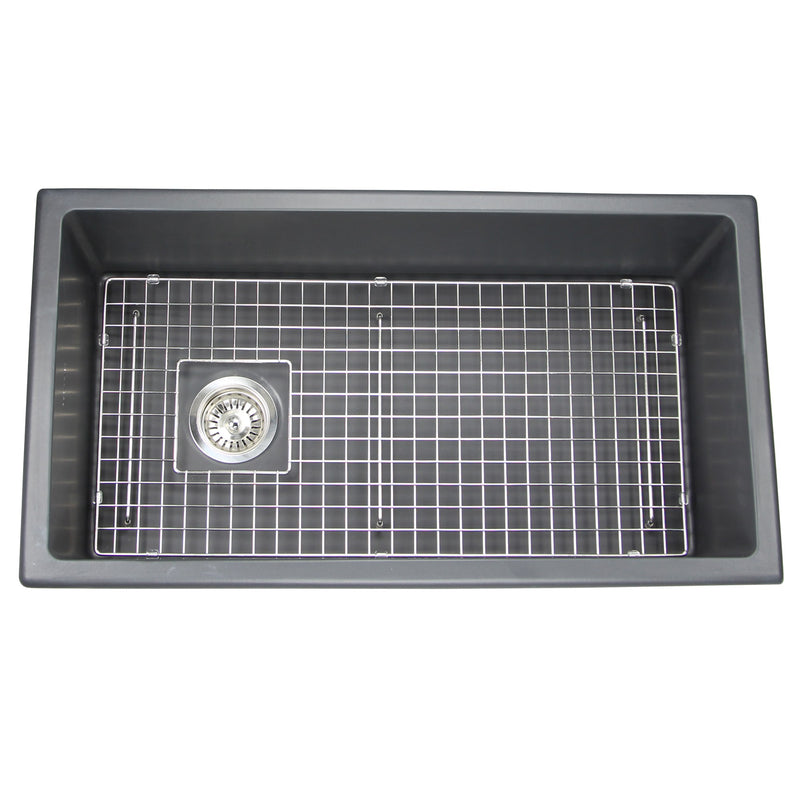 Nantucket Sinks 34-Inch Fireclay Kitchen Sink - Matte Black Wellfleet-3419MatteBlack - view 3