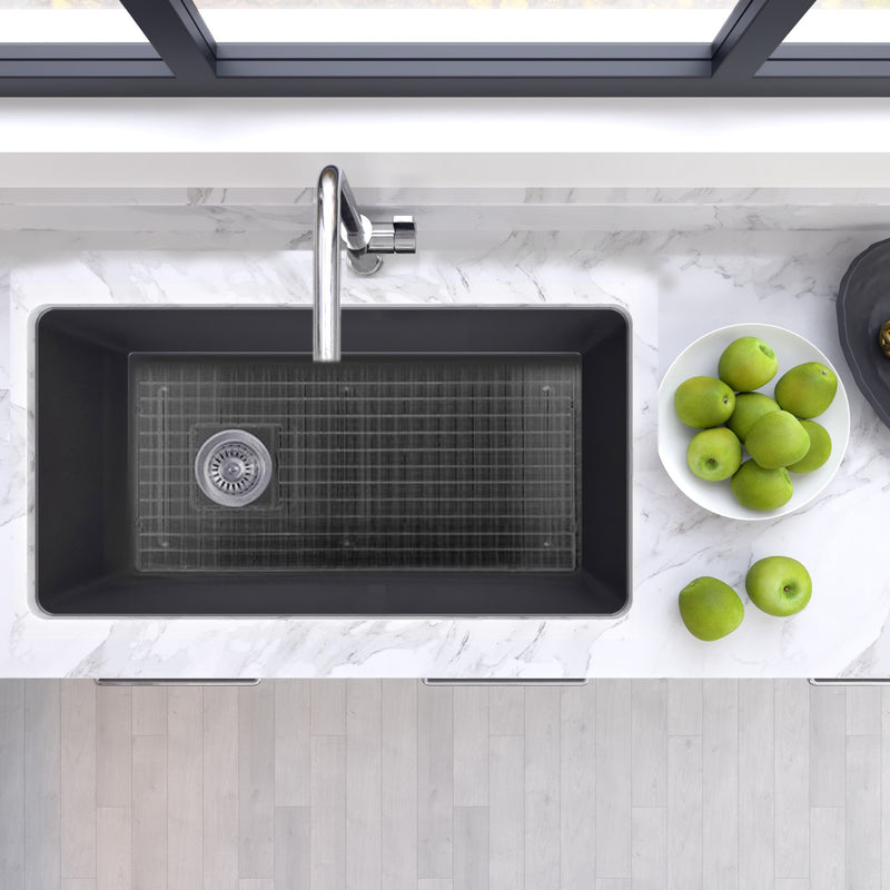 Nantucket Sinks 34-Inch Fireclay Kitchen Sink - Matte Black Wellfleet-3419MatteBlack - view 7
