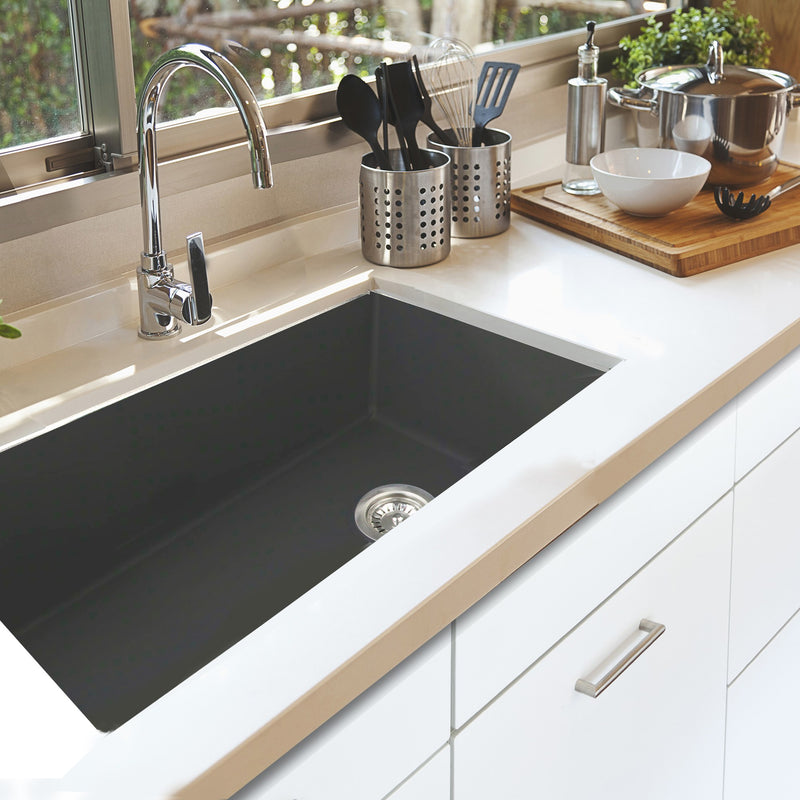 Nantucket Sinks 34-Inch Fireclay Kitchen Sink - Matte Black Wellfleet-3419MatteBlack - view 8