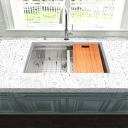 Nantucket Sinks ZR-PS-3018-16 - 30 Inch Pro Series Large Rectangle Single Bowl Undermount Stainless Steel Kitchen Sink, With Included Grid, Colander And Cutting Board - view 5