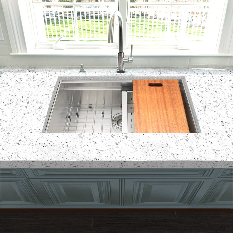 Nantucket Sinks ZR-PS-3018-16 - 30 Inch Pro Series Large Rectangle Single Bowl Undermount Stainless Steel Kitchen Sink, With Included Grid, Colander And Cutting Board - view 5