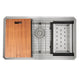 Nantucket Sinks ZR-PS-3018-16 - 30 Inch Pro Series Large Rectangle Single Bowl Undermount Stainless Steel Kitchen Sink, With Included Grid, Colander And Cutting Board